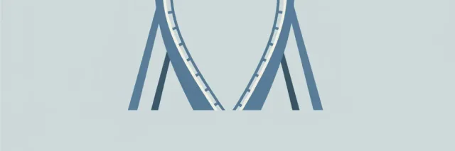 A single stylized roller coaster loop rendered as a simple geometric curve against a muted grey background, flat vector illustration.