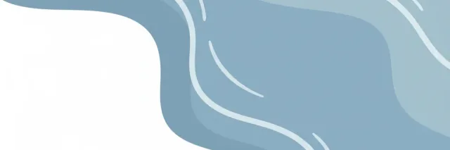A flat vector illustration of rippled water surface above a shallow bottom, with depth ambiguity conveyed by gradients, no people visible.