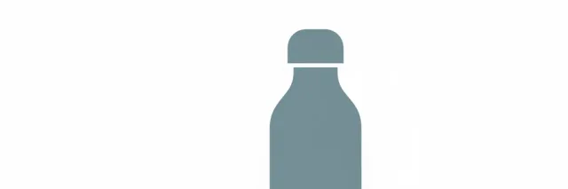 A single water bottle with two drinking straws beside it, flat vector illustration in muted tones.
