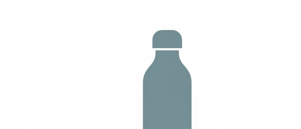 A single water bottle with two drinking straws beside it, flat vector illustration in muted tones.