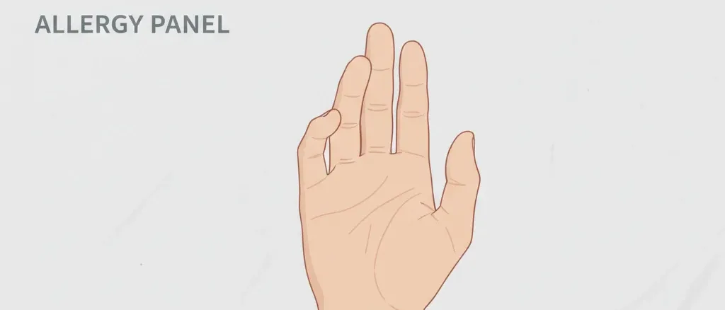 A row of allergy testing scratch marks on a forearm, flat vector illustration in muted clinical tones.