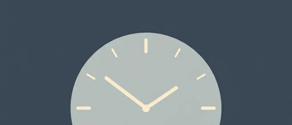 A single dimmed bedside clock showing late hours against a muted navy background, flat vector illustration.