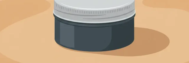 A small tin container casting a soft shadow on a muted warm surface, flat vector illustration.