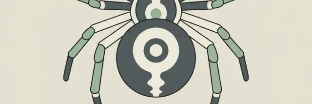 A single stylized spider silhouette resting on a pale neutral background, flat vector illustration.