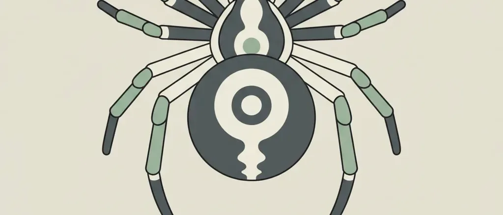 A single stylized spider silhouette resting on a pale neutral background, flat vector illustration.