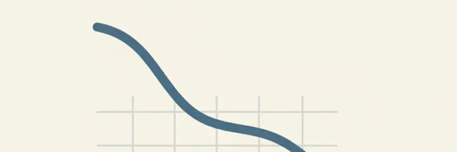 A single downward-trending line chart on a muted background, flat vector illustration, no people, no money.