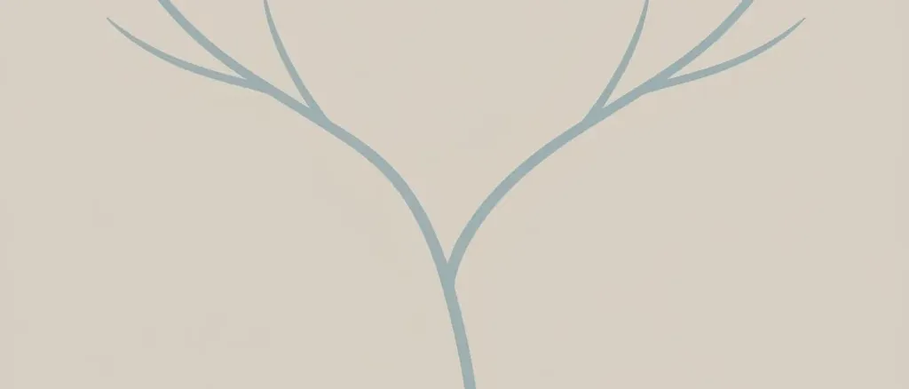 A single pale branching line on a muted grey-blue background, flat vector illustration.