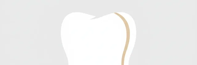 A stylized illustration of a single white tooth shape on a pale background, flat vector editorial.