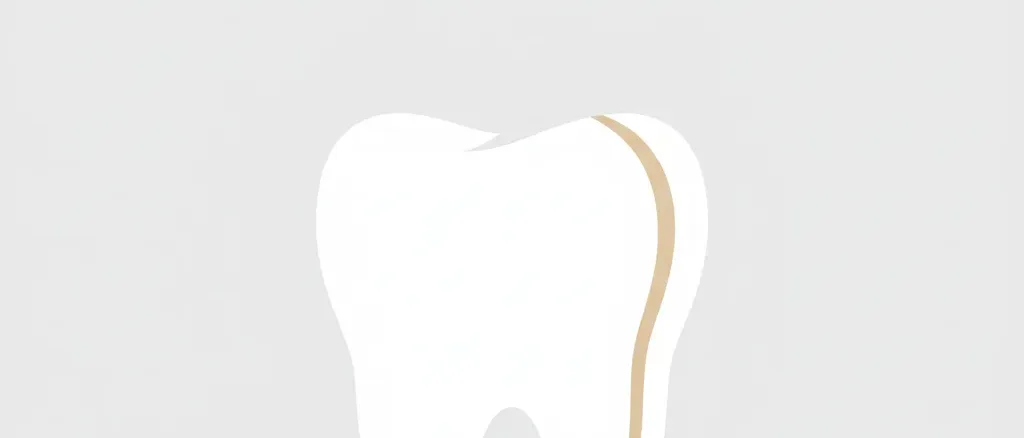 A stylized illustration of a single white tooth shape on a pale background, flat vector editorial.