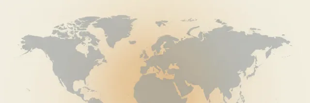 A simplified world map with a heat-spot over South Asia and Africa, a water bottle and fork, flat vector illustration.
