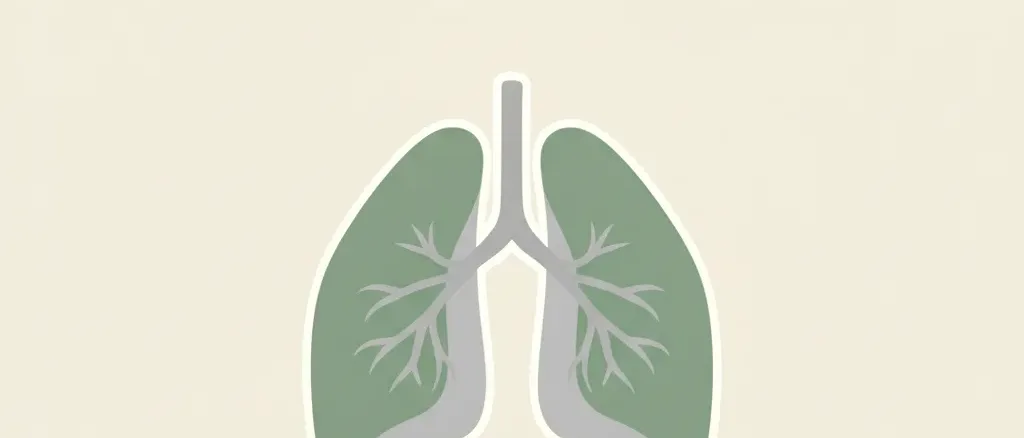 A single muted lung-shaped leaf on a pale neutral background, flat vector illustration.
