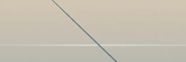 A single thin descending line crossing a horizontal threshold on a muted sand background, flat vector illustration.