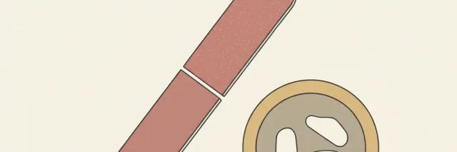 A stylized nail file and small bowl rendered in muted rose and grey tones, flat vector illustration.