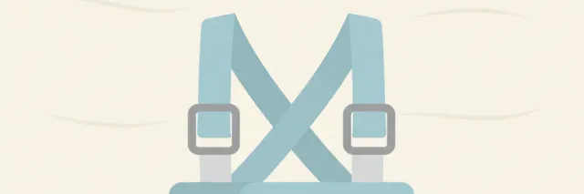 A Pavlik harness laid flat on a clean surface, flat vector illustration in muted clinical tones.