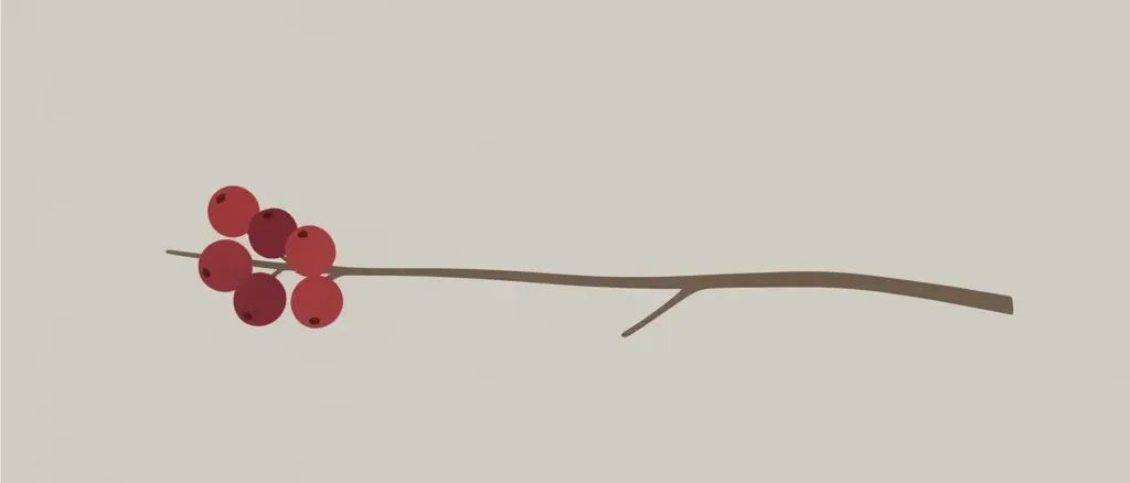 A single cluster of small red berries on a thin branch, flat vector illustration on a pale background.