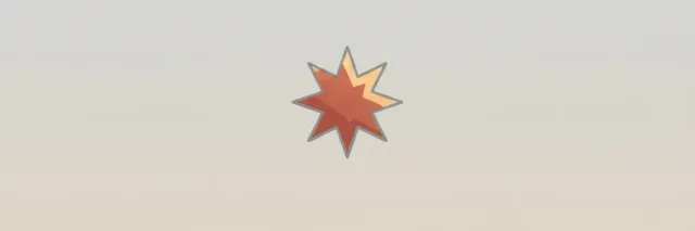 A single stylized ember shape rising against a muted dusty sky, rendered as a flat geometric spark, vector illustration.