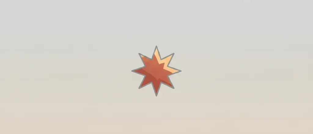 A single stylized ember shape rising against a muted dusty sky, rendered as a flat geometric spark, vector illustration.