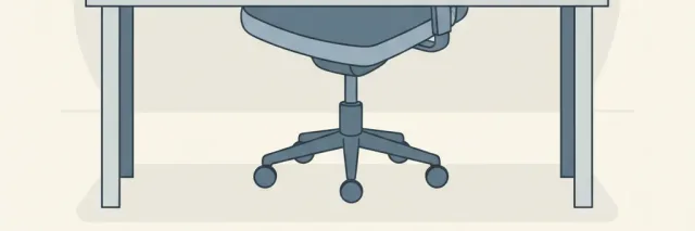 An office desk with an overturned coffee cup and scattered papers, flat vector illustration, muted tones, no people.